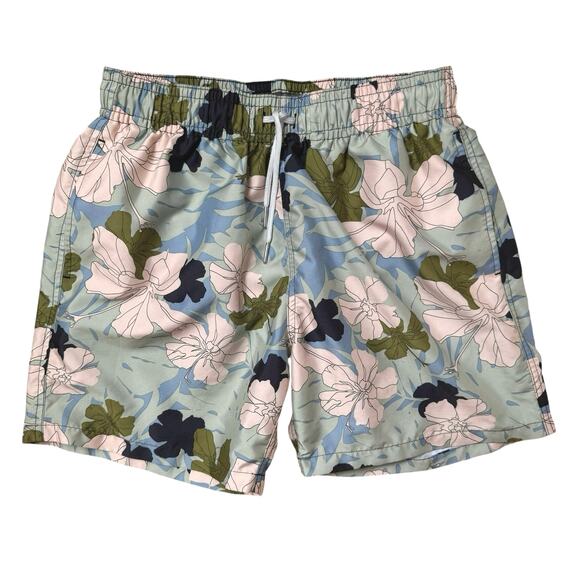 SLATE & STONE MENS 100% MICRO POLY SWIM TRUNKS Floral SIZE MEDIUM $98